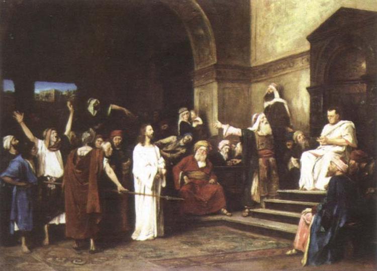 Mihaly Munkacsy christ before pilate Germany oil painting art